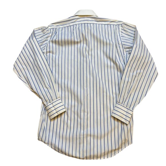 Vintage Burberrys Mens Striped Button Up Shirt 15-33 Blue White Long Sleeve Cott - Picture 3 of 9